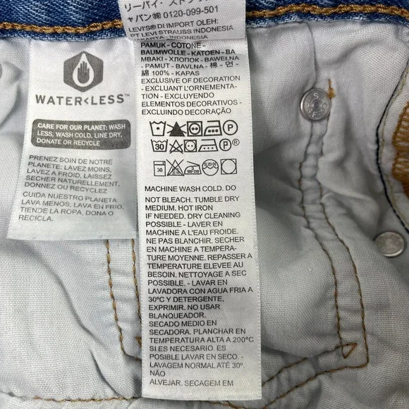 Levis Pants Womens 29x28 Blue 501S Skinny Button Fly Distressed Denim Jeans - Picture 5 of 14